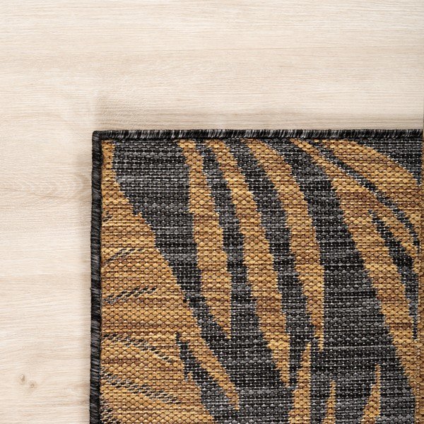 Schwarzer/brauner runder Teppich für den Innen- und Außenbereich, Ø 120 cm Mira 1451 - Ayyildiz Carpets-image-2