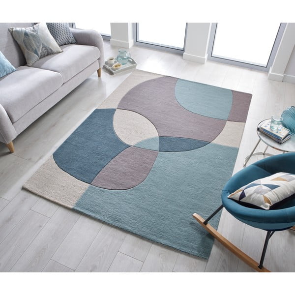 Blauer/beiger Wollteppich, 160 × 230 cm Glow - Flair Rugs-image-1