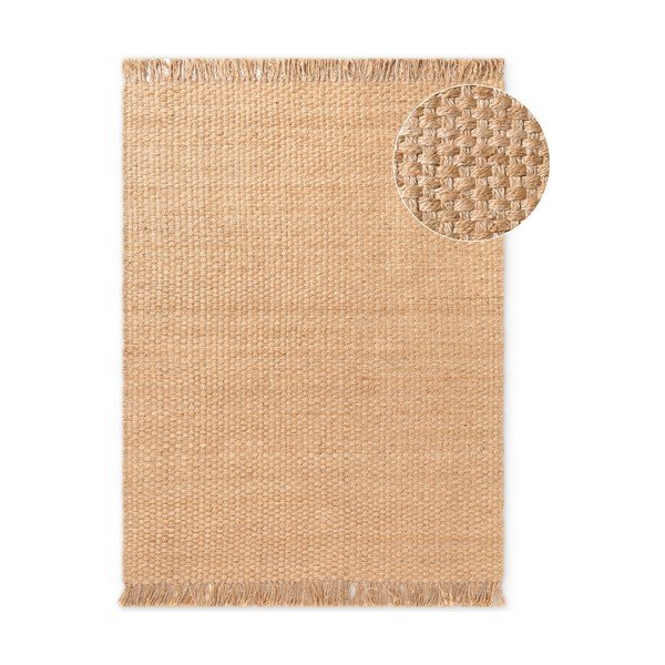 Doppelseitiger/handgewebter Jute-Teppich in Naturfarbe, 200 × 300 cm Fjord - Hanse Home