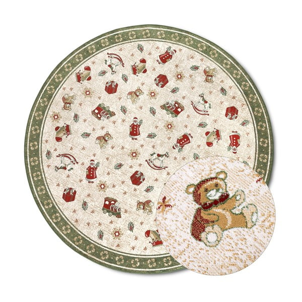 Grüner, runder Teppich mit Weihnachtsmotiv und Baumwollanteil, Durchmesser 160 cm Toy's Delight Green Christmas - Villeroy&Boch