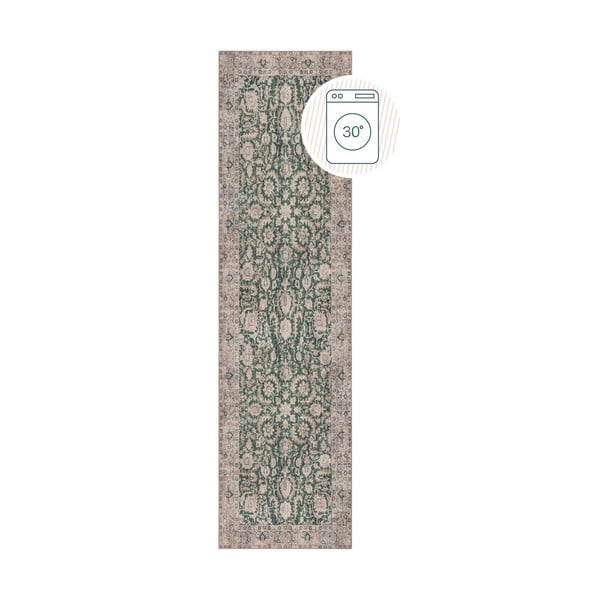 Grüner, waschbarer Läufer, 60 x 230 cm Beau Floral - Flair Rugs