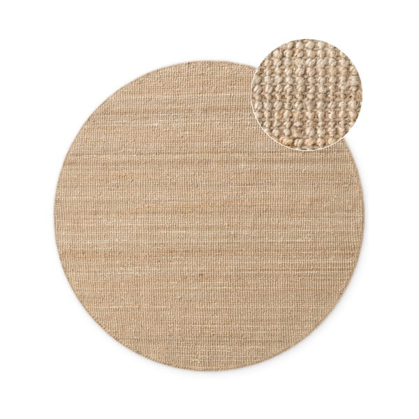 Runder Jute-Teppich in Naturfarbe, Ø 200 cm Bouclé Jaipur - Hanse Home