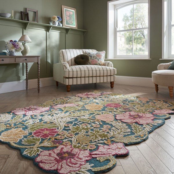 Handgewebter Wollteppich, 160 × 230 cm Daphne Shaped Floral - Flair Rugs-image-1