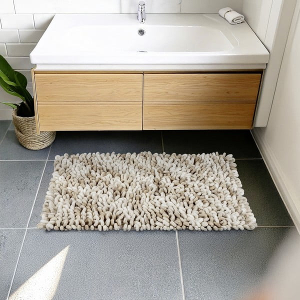 Beigefarbener Badezimmerteppich aus Stoff, 60 x 90 cm Lerici - Wenko-image-1
