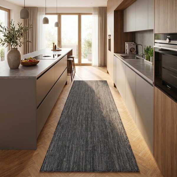 Schwarze Lauffläche für den Innen- und Außenbereich, 80 × 250 cm Mira 1450 - Ayyildiz Carpets-image-1