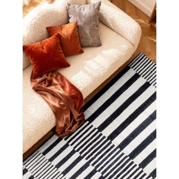 Schwarz-weißer, handgewebter Wollteppich, 160 × 230 cm Stryve Pulse - Elle Decoration-image-2