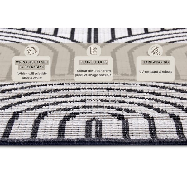 Schwarz-weißer Teppich für den Außenbereich, 160 × 230 cm Pangli Black - Hanse Home-image-4
