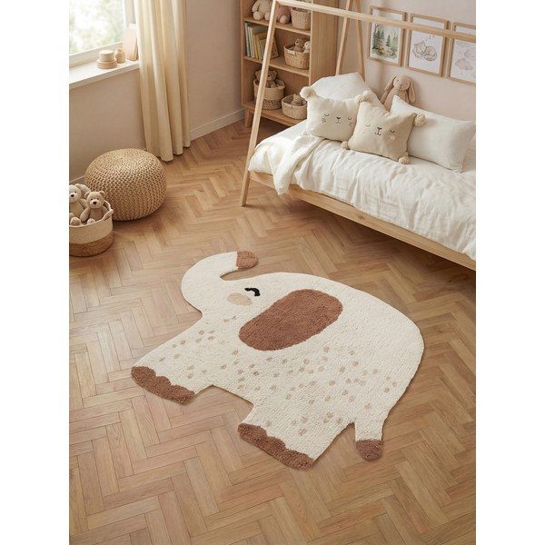 Braun/cremefarbener, waschbarer, handgewebter Baumwollteppich für Kinder, 95 x 120 cm Snuggle Emmi - Hanse Home-image-1