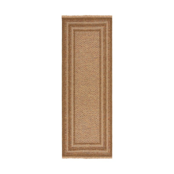 Laufmatte für den Außenbereich in Naturfarbe, 80 x 230 cm Layla Border - Flair Rugs