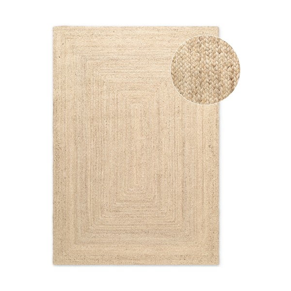 Doppelseitiger/handgewebter Jute-Teppich in hellem Naturton, 160 x 230 cm Juno - Hanse Home