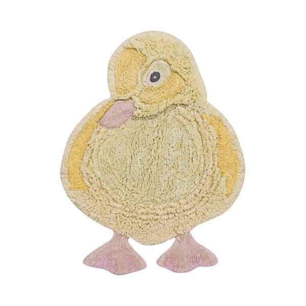 Gelber, waschbarer, handgewebter Baumwoll-Kinderteppich, 95 x 120 cm Ducky - Lorena Canals