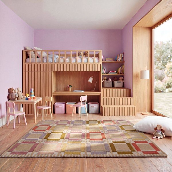 Handgewebter Wollteppich in Naturfarbe, 160 x 230 cm Quadro Wool - Flair Rugs-image-2
