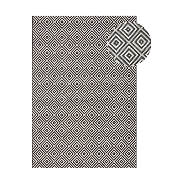 Schwarzer Teppich für Innen- und Außenbereiche 80x150 cm Karo – Hanse Home