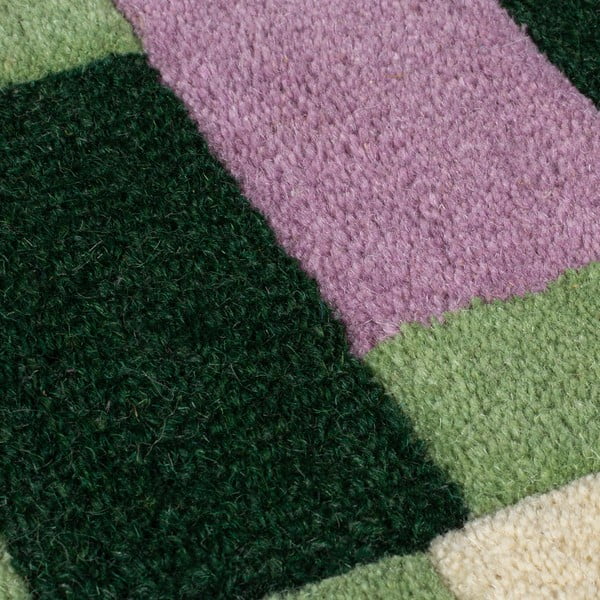 Grün-violetter, handgewebter Läufer aus Wolle, 60 x 230 cm Kai Wool Border - Flair Rugs-image-2