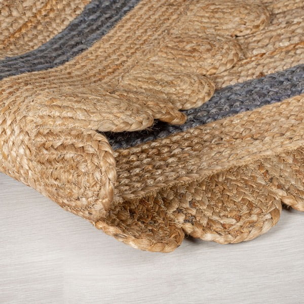 Grauer/naturfarbener, handgewebter runder Jute-Teppich, Ø 160 cm Grace Grey - Flair Rugs-image-3