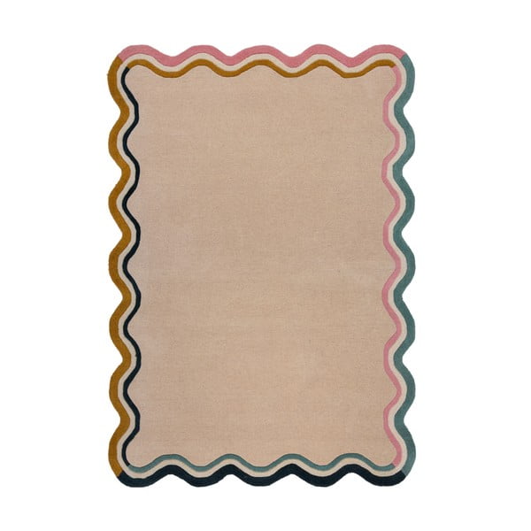 Cremefarbener, handgewebter Wollteppich, 200 × 290 cm Leo Scallop - Flair Rugs