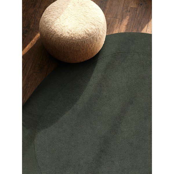 Dunkelgrüner, handgewebter, runder Teppich mit Wollanteil, Ø 160 cm Organic Kivi Green - Villeroy&Boch-image-2