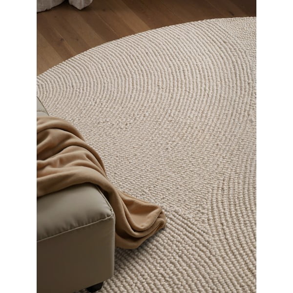 Handgewebter runder Wollteppich in hellem Naturton, Ø 150 cm Calmio - Hanse Home-image-4