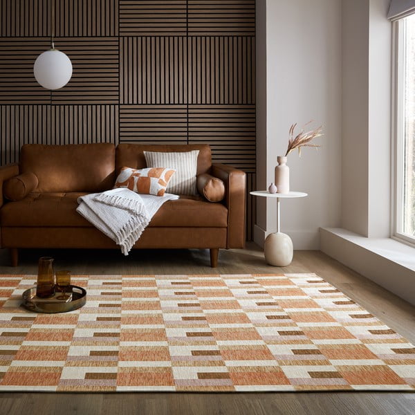 Teppich in Orange-Naturfarben, 155 x 230 cm Riley Block Geo - Flair Rugs-image-1