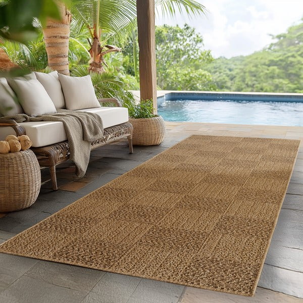 Braune Lauffläche für den Innen- und Außenbereich, 80 × 250 cm Timber 1405 - Ayyildiz Carpets-image-1