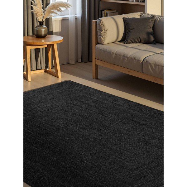 Schwarzer, beidseitig nutzbarer/handgewebter Jute-Teppich, 200 × 300 cm Juno - Hanse Home-image-1