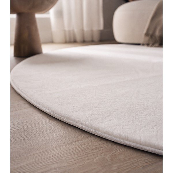 Cremefarbener, waschbarer, runder Teppich, Durchmesser 160 cm Pouffy - Ayyildiz Carpets-image-1