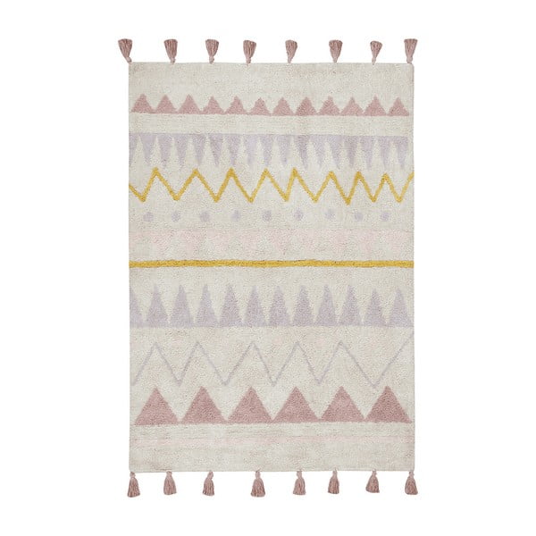 Rosa-cremefarbener, waschbarer, handgewebter Baumwoll-Kinderteppich, 120 × 160 cm Azteca Vintage Nude - Lorena Canals
