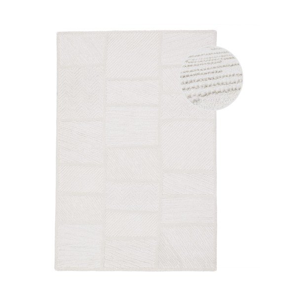 Weißer, handgewebter Teppich mit Wollanteil, 200 x 300 cm Sculptured Blocks - Flair Rugs