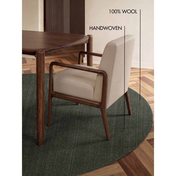 Dunkelgrüner, handgewebter, runder Wollteppich, Ø 160 cm Greenwich - Ted Baker-image-4