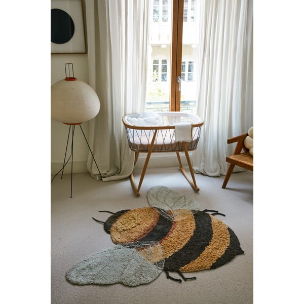 Gelber, waschbarer, handgewebter Baumwollteppich für Kinder, 115 x 150 cm Bee - Lorena Canals-image-4