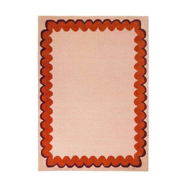 Orangefarbener/naturfarbener, handgewebter Wollteppich, 160 × 230 cm Wiggle Wool - Flair Rugs