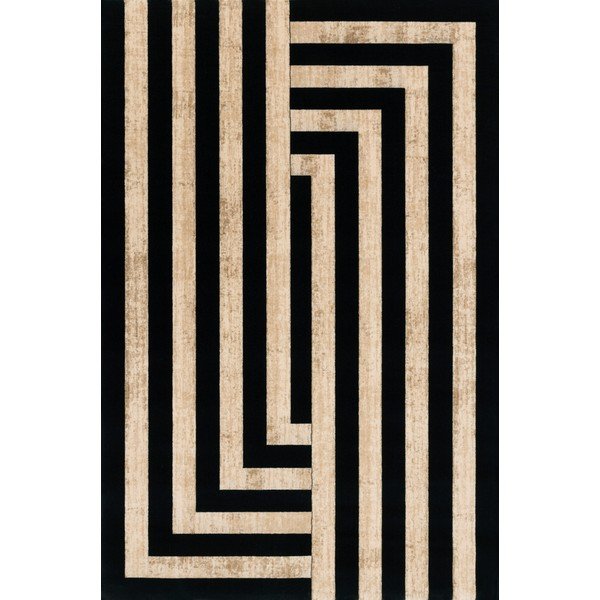 Schwarz-beiger Wollteppich, 200 × 300 cm Agnus Art Deco II - Agnella
