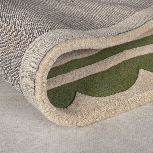 Handgewebter Wollteppich in Grün-Naturfarben, 120 x 170 cm Lois Scallop - Flair Rugs-image-2