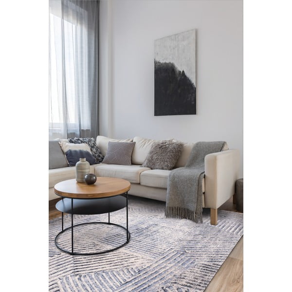 Hellblauer Wollteppich, 133 × 180 cm Strokes - Agnella-image-1