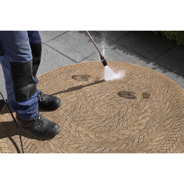 Beiger runder Teppich für den Innen- und Außenbereich, Durchmesser 200 cm Almendro - Hanse Home-image-2