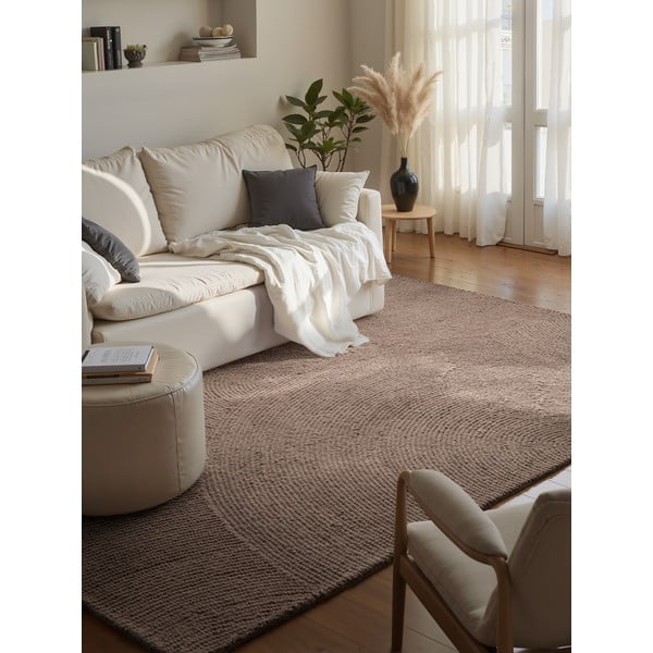 Taupefarbener, handgewebter Wollteppich, 160 x 230 cm Calmio - Hanse Home-image-1