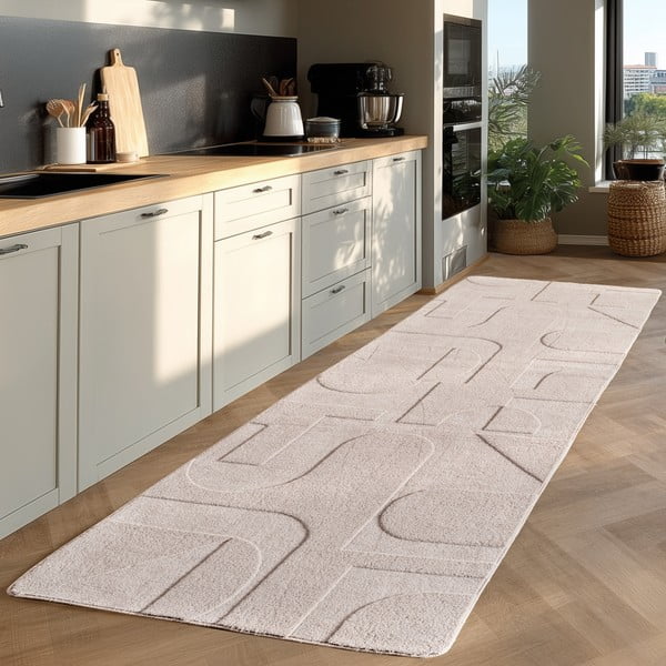 Cremefarbener, waschbarer Läufer, 80 x 250 cm Pompei 1614 - Ayyildiz Carpets-image-1