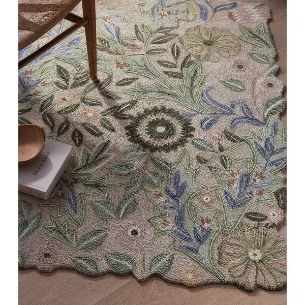Grüner, handgewebter Wollteppich, 120 x 170 cm Bryony Shaped Floral - Flair Rugs-image-4