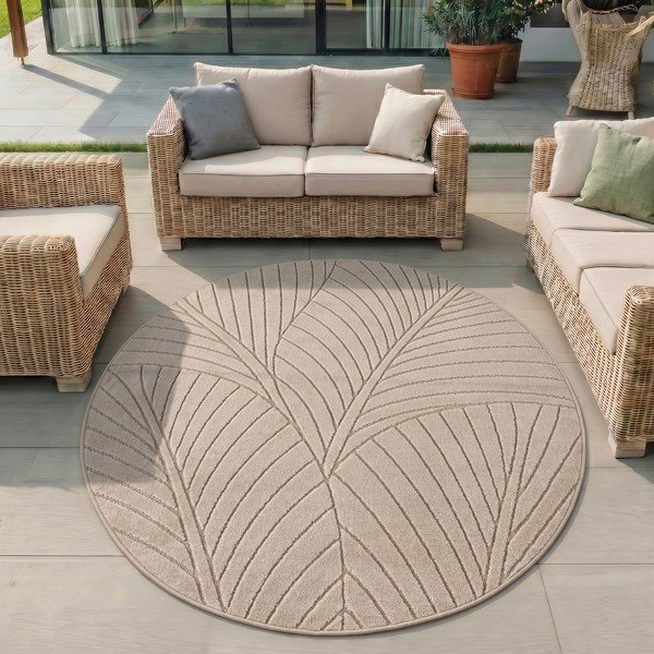 Beiger runder Teppich für drinnen und draußen, Ø 80 cm Nova 1203 - Ayyildiz Carpets-image-1