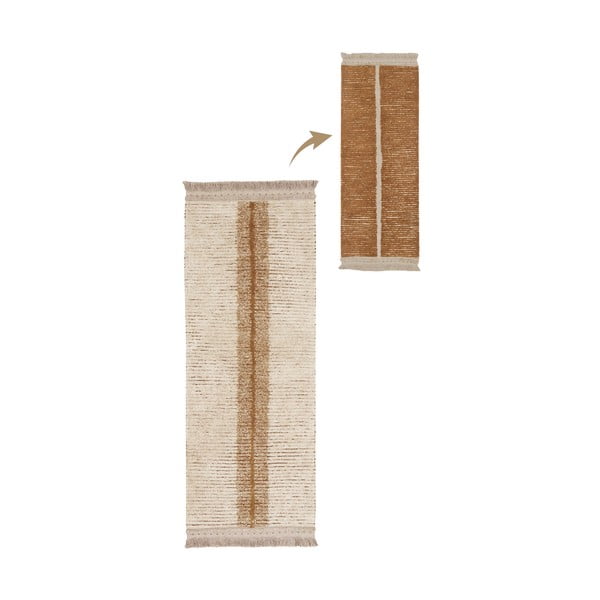 Baumwoll-Läufer in Beige-Ziegelrot, 80 x 230 cm Duetto Toffee - Lorena Canals-image-1