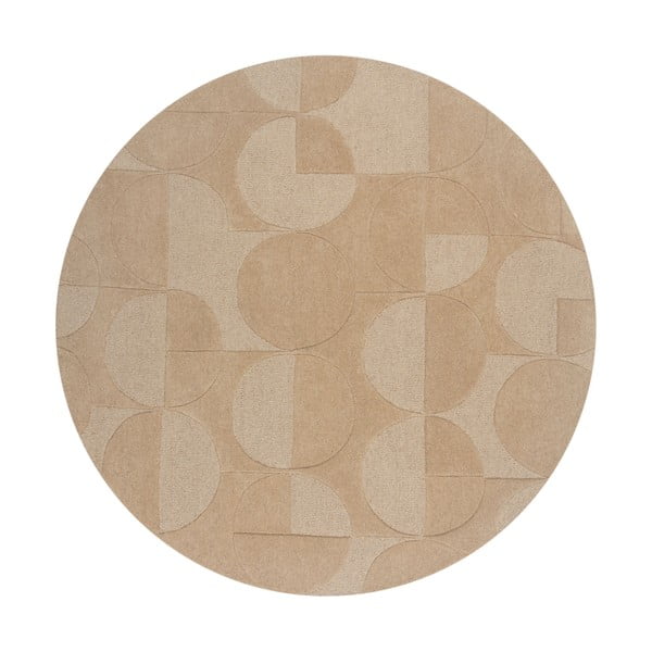 Beiger runder Wollteppich, Ø 160 cm Gigi - Flair Rugs