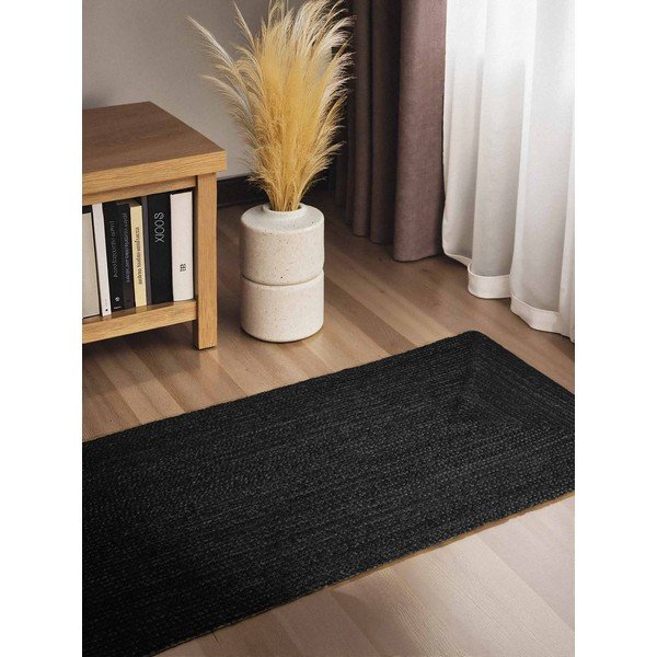 Schwarzer, beidseitig verwendbarer/handgewebter Jute-Läufer, 80 x 200 cm Juno - Hanse Home-image-1