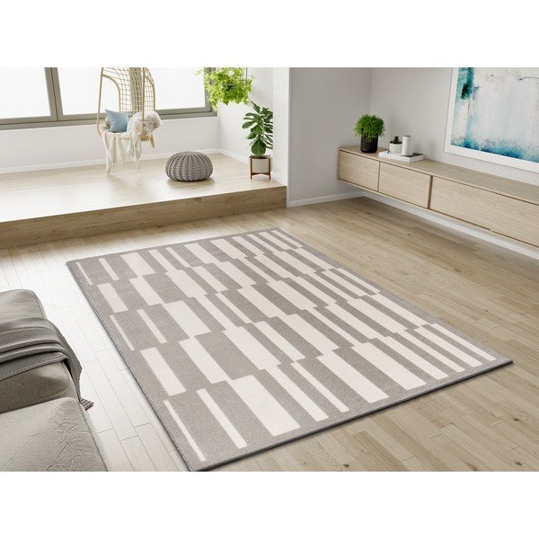 Cremefarbener/taupefarbener Teppich 160 x 230 cm Baresa - Universal-image-1