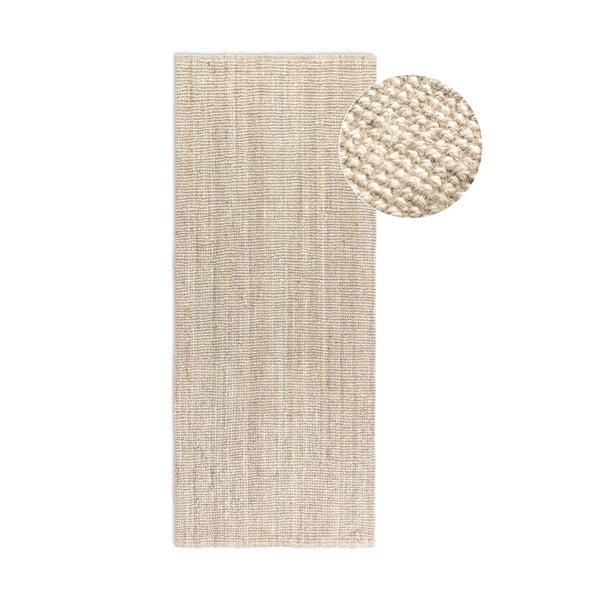 Cremefarbener Jute-Läufer, 80 × 200 cm Bouclé - Hanse Home