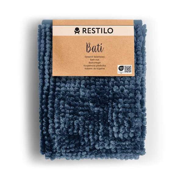Dunkelblaue Badezimmermatte, 60 × 90 cm Bati - Restilo