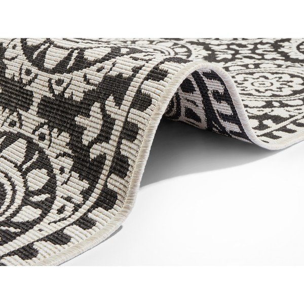 Weißer/schwarzer Teppich für Innen- und Außenbereiche 80x250 cm Jardin – Hanse Home-image-2