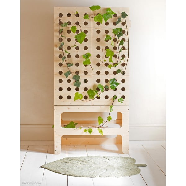 Khaki, waschbar, handgewebter Baumwollteppich für Kinder, 75 × 100 cm Mini Monstera Olive - Lorena Canals-image-1