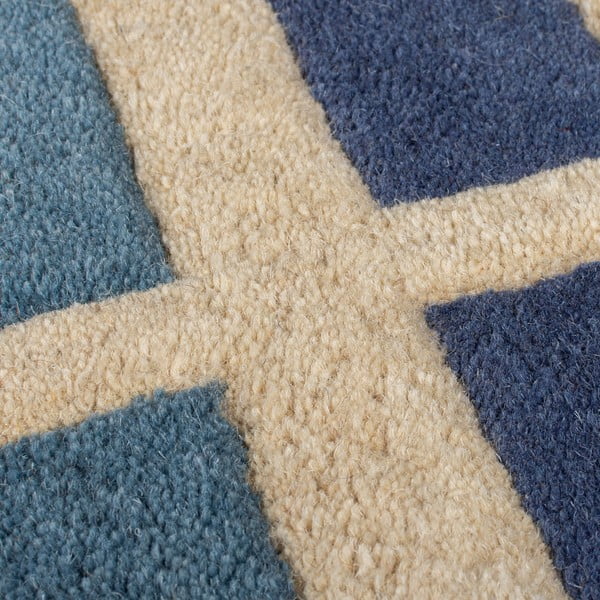 Blau-orangefarbener, handgewebter Wollteppich, 160 × 230 cm Retro Blocks - Flair Rugs-image-3