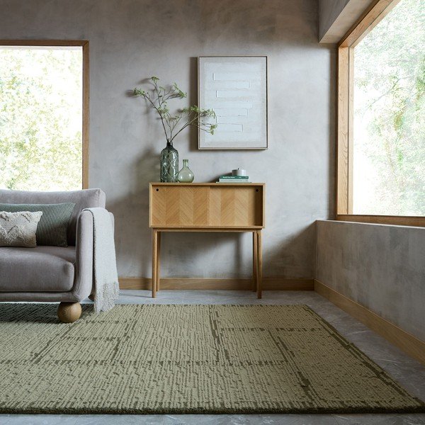 Grüner, handgewebter Wollteppich, 160 × 230 cm Harris Modula Wool - Flair Rugs-image-1