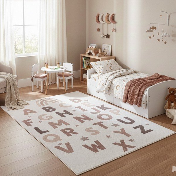 Cremefarbener, waschbarer Kinderteppich, 140 x 200 cm Coco 1133 - Ayyildiz Carpets-image-1